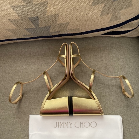 Jimmy Choo linley 85 cage strap sandals Gold NWT 35,36 - Picture 7 of 13